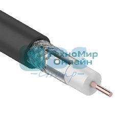 Кабель коаксиальный PROconnect RG-6U, 75 Ом, CCS/Al/Al, 48%, бухта 100 м, черный OUTDOOR