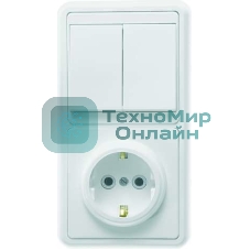 Блок Кунцево-Электро БКВР-032 Бэлла (2-кл. выкл. + розетка с заземл.) белый