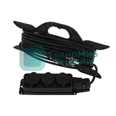 Удлинитель-шнур на рамке Rexant КГ 3х1.5, 10 м, 3 гнезда, морозостойкий, с/з, 16 А, 3500 Вт, IP44 (Сделано в России)