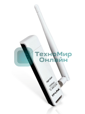 Адаптер TP-Link SOHO TL-WN722N 150Mbps High Gain Wireless N USB Adapter with Cradle, 1T1R, 2.4GHz, 802.11n/g/b, 1 detachable antenna