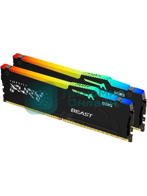 Оперативная память Kingston Fury Beast, DDR5, 32GB (2x16GB), 5200MHz, CL40, DIMM, с радиаторами, RGB, черный