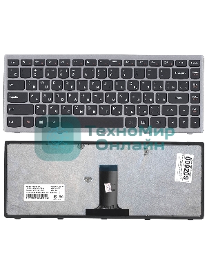Клавиатура для ноутбука Lenovo Flex 14 G400s черная с серой рамкой