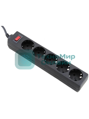 Сетевой фильтр Defender ES, 1.8 м, 5 розеток, черный