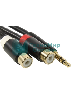 Переходник-разветвитель Vention гибкий Jack 3.5 мм M/2RCA F - 0.3 м черный