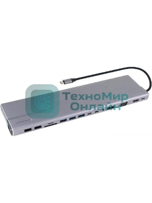 Адаптер VCOM TypeC -->3*USB3.0+2*USB2.0+VGA+RJ45+SD+TF+AUD+HDMI+DP+2*USB3.1 Data+PD