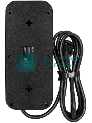 Сетевой фильтр Powercom SP-08 USB03AB 3,0 m 3.0м, 8 розеток, черный, коробка