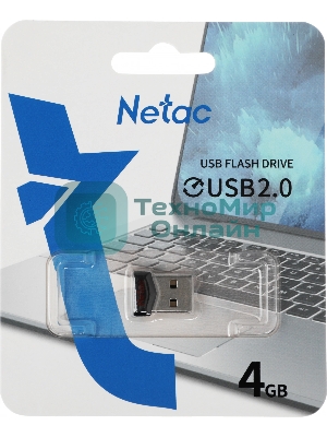 Флешка USB Netac UM81 (NT03UM81N-004G-20BK), 4Gb, USB 2.0, R/W 30/10, черный/красный