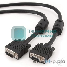Кабель Gembird/Cablexpert VGA Premium, 15M/15M, 5.0м,черный,тройной экран, феррит.кольца
