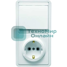 Блок Кунцево-Электро БКВР-031 Бэлла (1-кл. выкл. + розетка с заземл.) белый