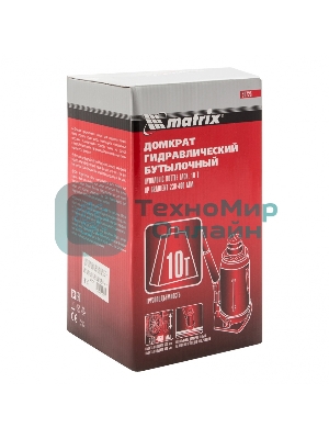 Домкрат Matrix гидравлический бутылочный 10 т h подъема 230–460мм master