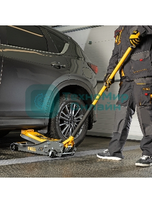 Домкрат гидравлический подкатной Denzel 3,8 т, 110-580 мм, быстрый подъем, низкий подхват, проф.