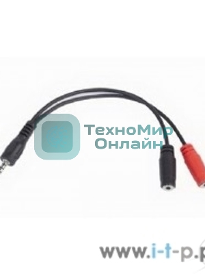 Кабель аудио сигнала Gembird Jack3.5 4pin->Jack3.5 стерео + 3.5 микрофон моно, длина 20с, черный