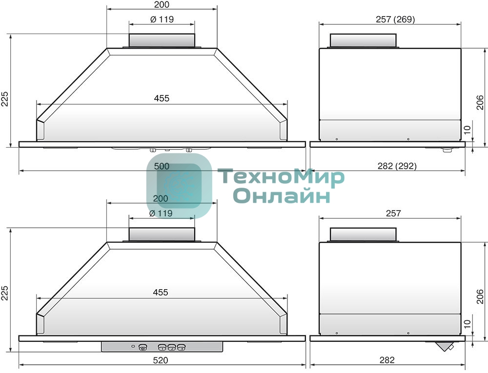 Вытяжка встраиваемая Elikor 52Н-1000-Э4Д серебристый, 52 см, 1000 куб. м/ч, 62 дБ