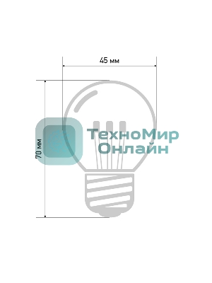 Лампа накаливания шар Neon-night e27 6 LED Ø45мм - синяя, прозрачная колба, эффект лампы накаливания