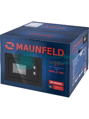 Встраиваемая микроволновая печь Maunfeld MBMO.20.1PGb черный, 20 л, 800 Вт, переключатели - поворотный механизм