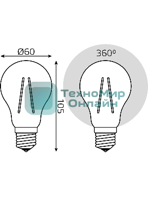Лампа светодиодная филаментная Gauss Filament 18Вт цок.:E27 груша св.свеч.бел.нейт. (упак.:10шт)
