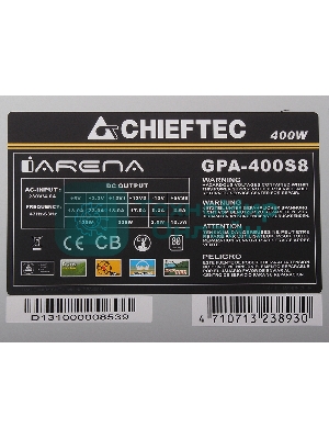 Блок питания Chieftec GPA-400S8 OEM, 400Вт, 80 PLUS, 120мм, серый