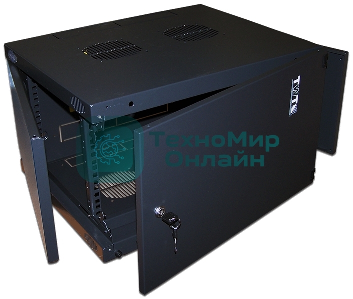 Шкаф настенный Lanmaster Next TWT-CBWNM-6U-6X6-BK 6U 550x600 мм пер. дв. металл съемные бок. пан. 60 кг черный