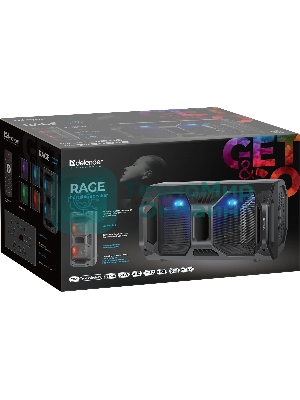 Портативная акустика Defender Rage 50 Вт Light/BT/FM/USB/LED/TWS черный