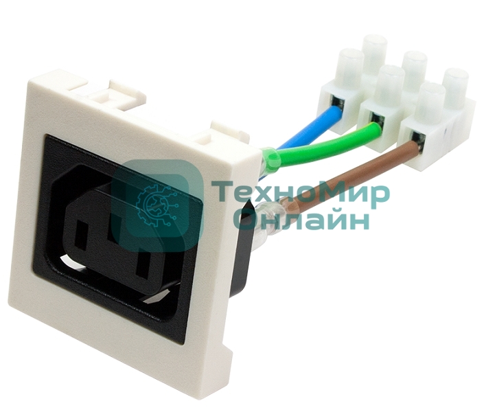 Гнездо IEC 60320 C13, 10A, 250V, формата Mosaic, 45x45 мм