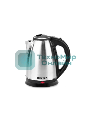 Чайник электрический Centek CT-0035 матовый, металл, 1,5 л, 2000 W, хромированная вставка на крышке