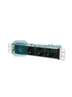 Блок розеток ЦМО Rem-10 без шнура с выкл., 3 Schuko, вход IEC 60320 C14, 10A, алюм., 10