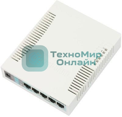 Коммутатор сетевой MikroTik RB260GS RouterBOARD 260GS 5-port Gigabit smart switch with SFP cage, SwOS, plastic case, PSU