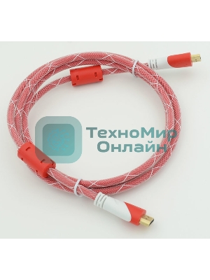 Кабель HDMI Ver.1.4 Red jack HDMI19 (m)/HDMI19 (m) 1.8м феррит.кольца позолоченные контакты