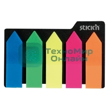 Закладки самоклеящиеся, индексы пластиковые Hopax 21143 12x42мм, 5 цветов в упаковке, 25 листов, стрелки, европодвес