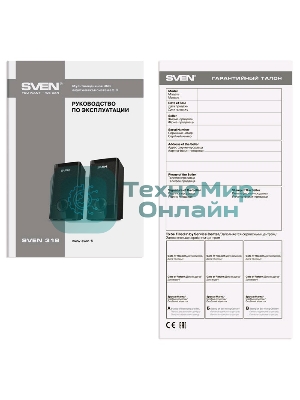 Колонки SVEN 318 черный USB-порт ПК, ноутбука или адаптер 5V DC