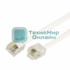 Телефонный шнур Rexant удлинитель RJ-11(6P-4C), длина 2 м., белый