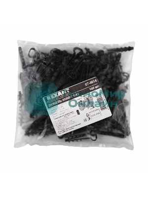 Дюбель-хомут нейлоновый прямоугольный Rexant 6-12 мм, черный, упаковка 100 шт.