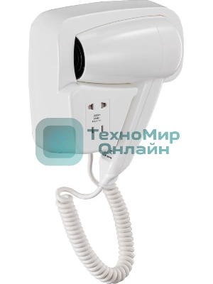 Фен Puff-1200B белый, 1200 Вт, с доп. розеткой