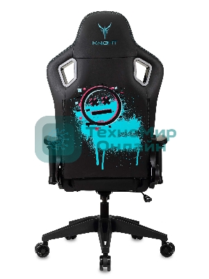 Кресло Knight Outrid Smile черный, экокожа, 120 кг, механизм качания