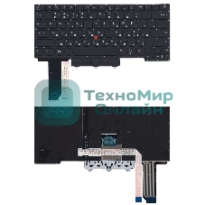 Клавиатура для ноутбука Lenovo Thinkpad E14 черная с подсветкой и указателем