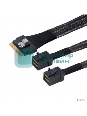 Кабель LR-Link SlimSAS x8 to 2 x miniSAS HD (SFF-8654 x8 - 2 x SFF-8643) Cable, 800мм