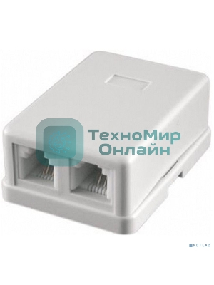 Розетка телефонная TA-102 RJ-11 (6P4C) внешняя 2 порта, белый