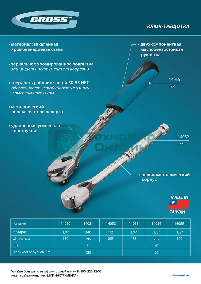 Ключ-трещотка Gross 1/4