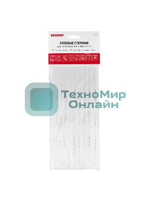 Клеевые стержни Rexant, Ø11 мм, 270 мм, прозрачные, 10 шт., хедер