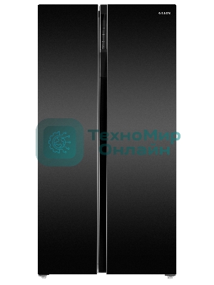 Холодильник Hyundai CS6503FV черное стекло двухкамерный 407/205л морозилка сбоку, No Frost, Side by Side