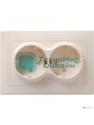Розетка 2-м ОП Октава 16А РСш22-3-ОКм защ. шторки с заземл. IP20 крем. IEK ERO24-K33-16-DC