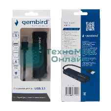 Разветвитель USB3.1 Gembird UHB-C415, 2хUSB, 2хType-C, с доп.питанием (порт Type-C), кабель USB 19см