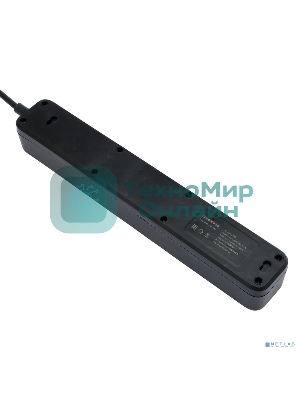 Сетевой фильтр Гарнизон 2.0 Мультипорт EPS-4-U3-B-2, 4 р, 10А, 3xUSB, 2 м, ур.защиты 2+, черный, пакет