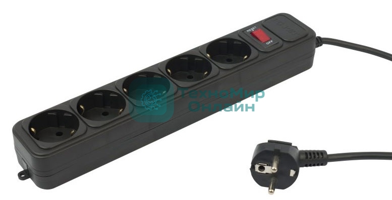 Сетевой фильтр PC Pet AP01006-3-BK 3 м, 5 розеток, черный