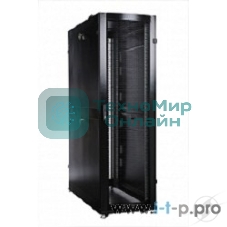 Шкаф серверный ПРОФ напольный 48U (600x1000) дверь перфор., задние двойные перфор., черный, в сборе (ШТК-СП-48.6.10-48АА-9005) (1 коробка)