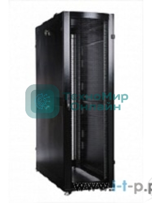 Шкаф серверный ПРОФ напольный 48U (600x1000) дверь перфор., задние двойные перфор., черный, в сборе (ШТК-СП-48.6.10-48АА-9005) (1 коробка)