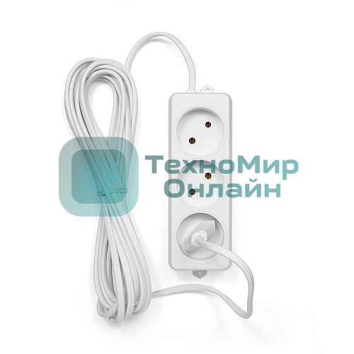Удлинитель Гарнизон EL-E3-W-5, 3 розетки допустимый ток 6А, длина 5 м