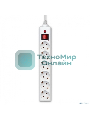 Сетевой фильтр Buro Сетевой фильтр, 6 розеток, 3 метра, белый