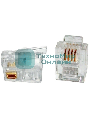 Коннектор телефонный RJ11, 4P4C, 100 шт.