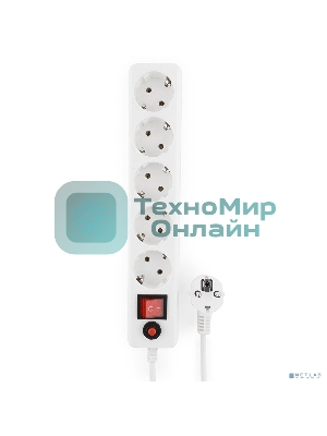 Сетевой фильтр Гарнизон ECL-5-W-1.4, 5 р, 10А, 1.4 м, ур.защиты 4, белый, пакет